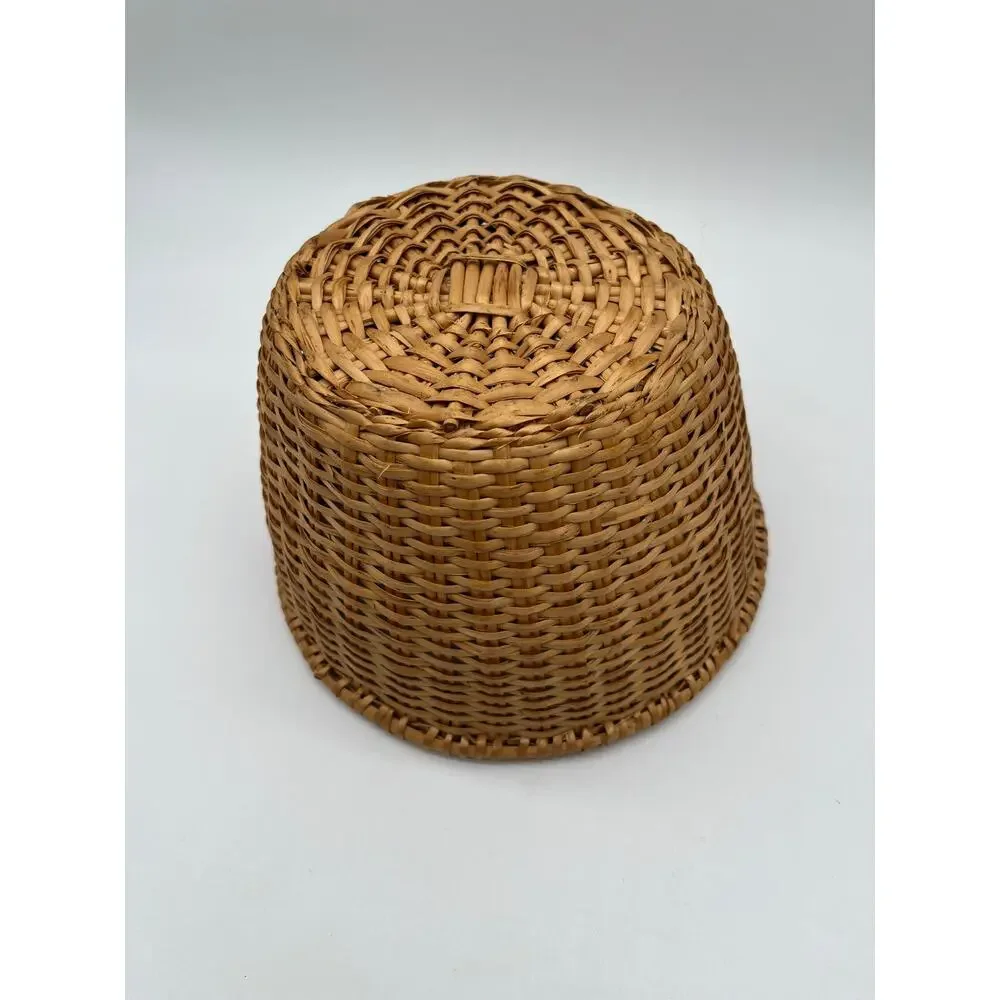 Vintage Tapered Design Decorative Storage Light Brown Wicker Basket - No Lid